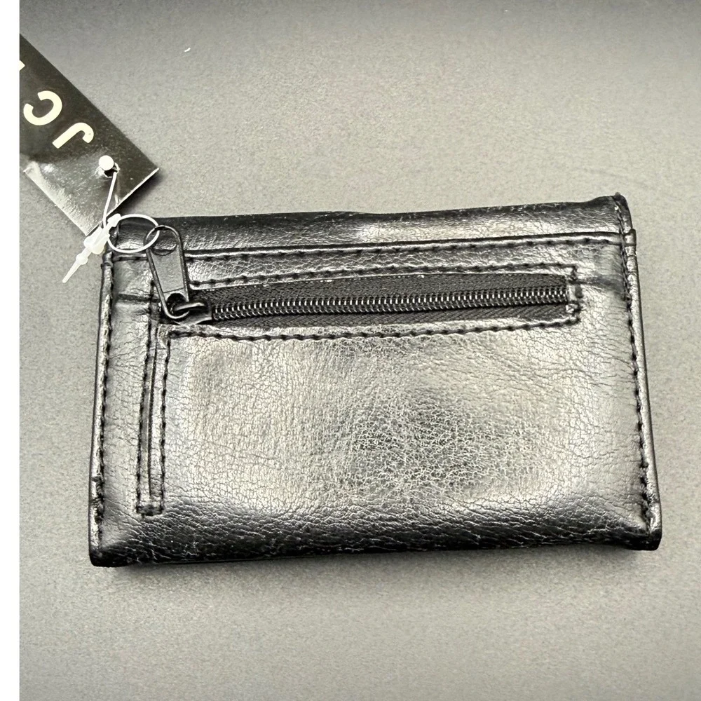 JC Fashion‎ Black Faux Leather Bifold Wallet with Zipper Pocket NWT